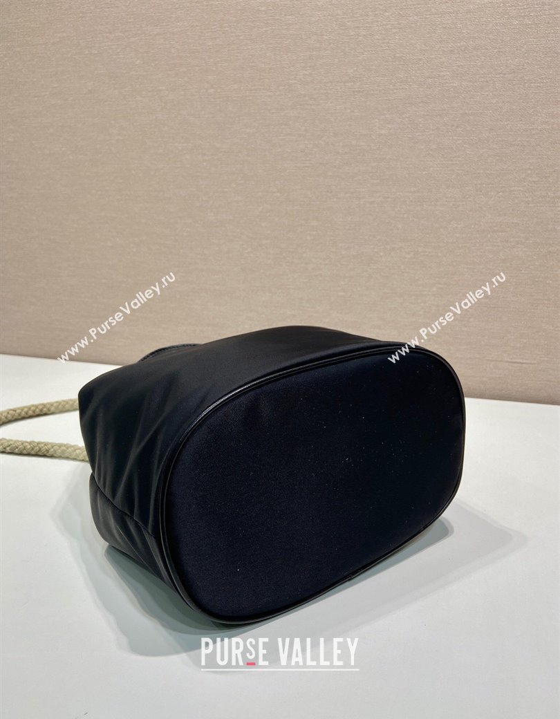 Prada Re-Nylon and Leather Bucket Bag Black 2025 1BE082 (YZ-250207039)