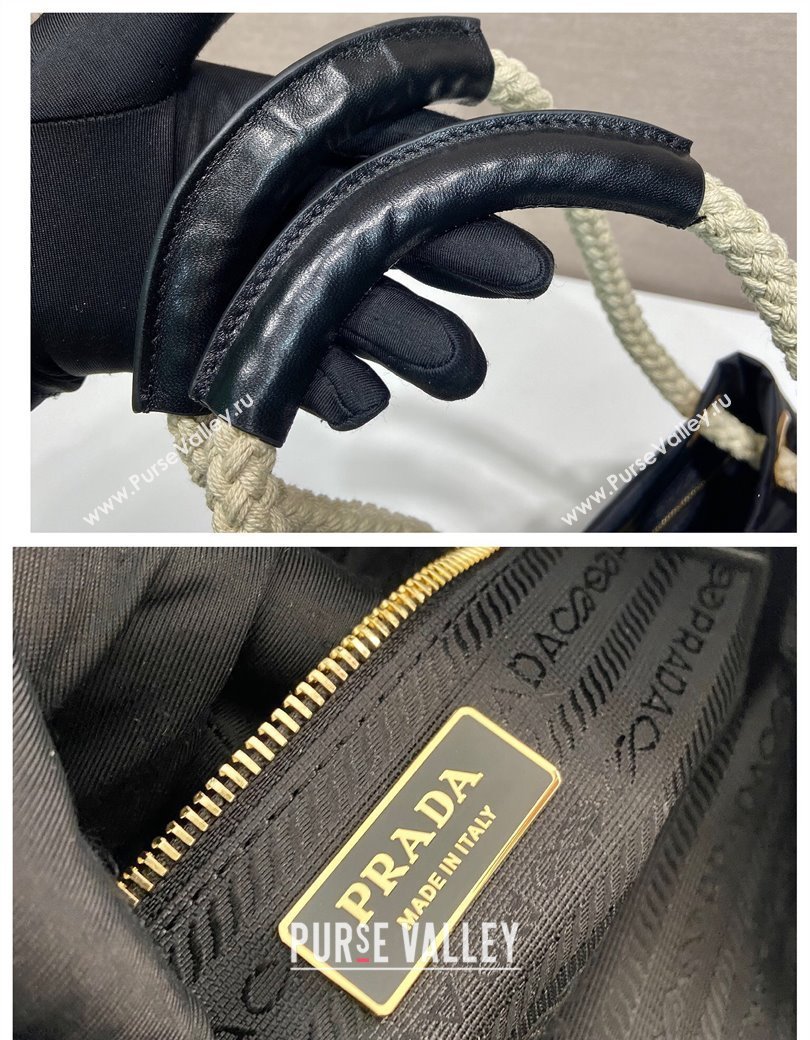 Prada Re-Nylon and Leather Bucket Bag Black 2025 1BE082 (YZ-250207039)