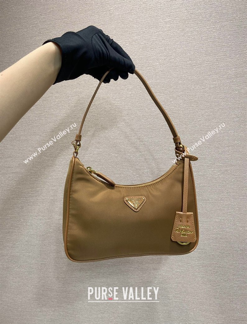 Prada Re-Edition 2005 Re-Nylon mini hobo bag 1NE204 Brandy Brown 2025 (YZ-250207041)