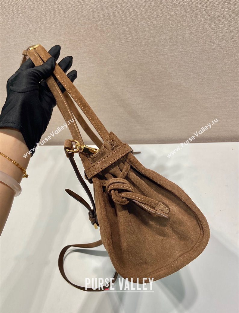 Prada Bonnie Medium Suede handbag 1BA426 Cocoa Brown 2025 (YZ-250521046)