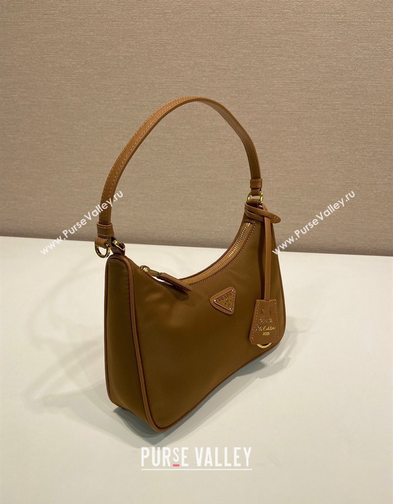 Prada Re-Edition 2005 Re-Nylon mini hobo bag 1NE204 Brandy Brown 2025 (YZ-250207041)