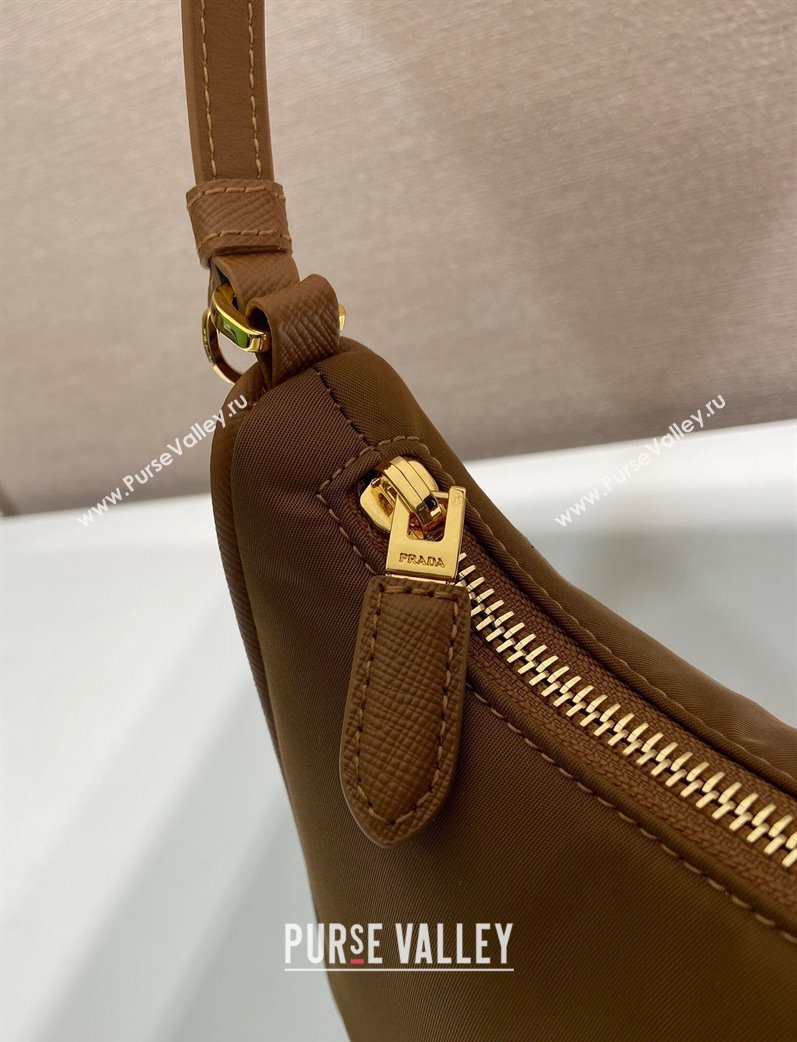 Prada Re-Edition 2005 Re-Nylon mini hobo bag 1NE204 Brandy Brown 2025 (YZ-250207041)
