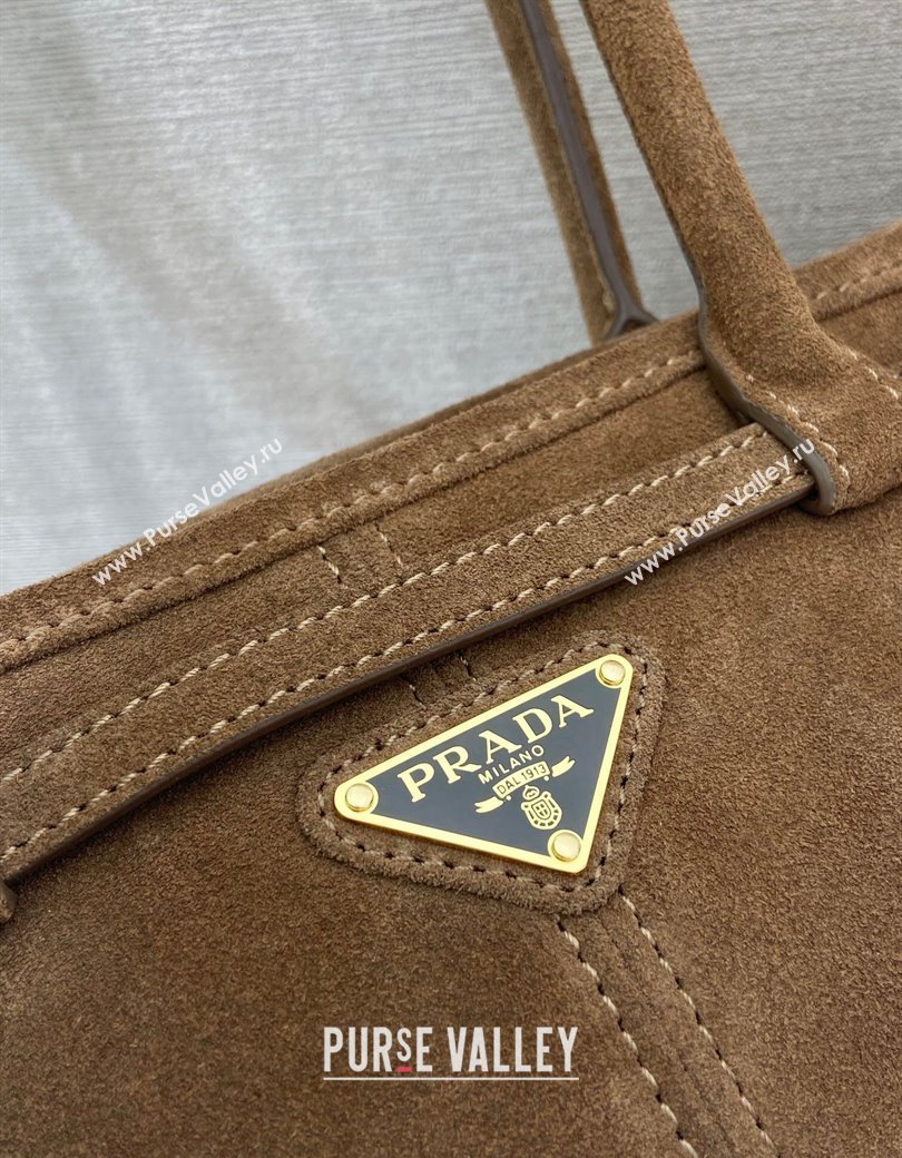 Prada Medium Suede handbag 1BA426 Cocoa Brown 2025 (YZ-250207010)