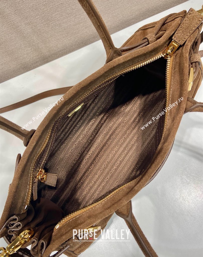 Prada Bonnie Medium Suede handbag 1BA426 Cocoa Brown 2025 (YZ-250521046)