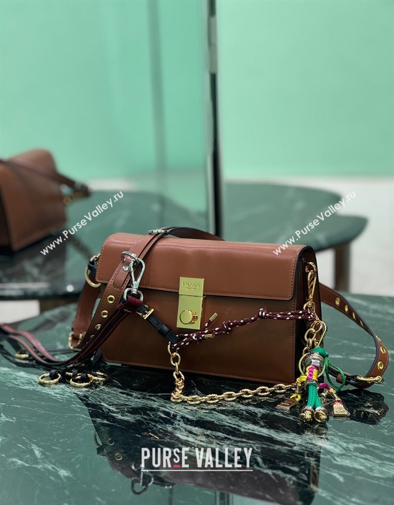 Prada Soft Sound small leather shoulder bag with charms Dark Brown 2025 1BD379 (YZ-250207050)