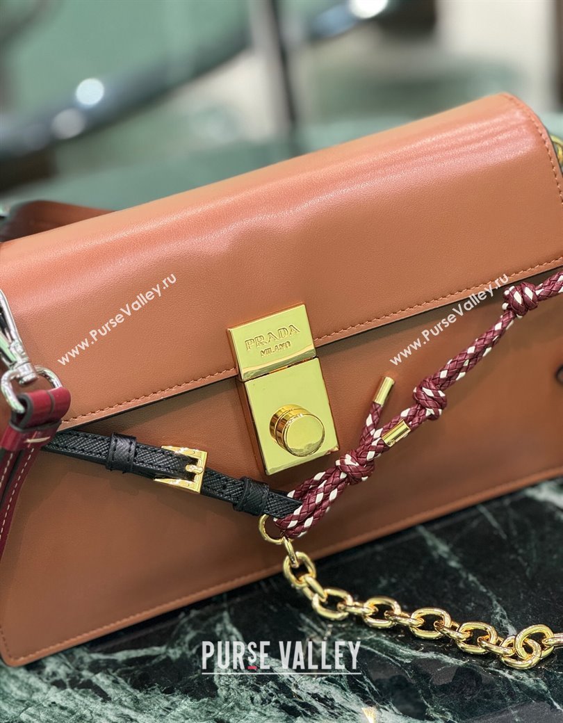 Prada Soft Sound small leather shoulder bag with charms Dark Brown 2025 1BD379 (YZ-250207050)