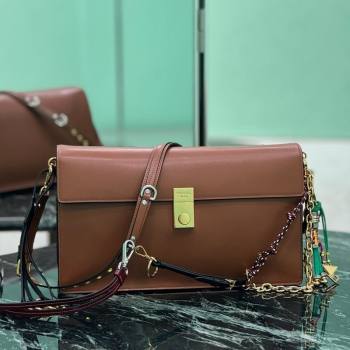 Prada Soft Sound large leather shoulder bag with charms Dark Brown 2024 1BD378 (YZ-250207051)