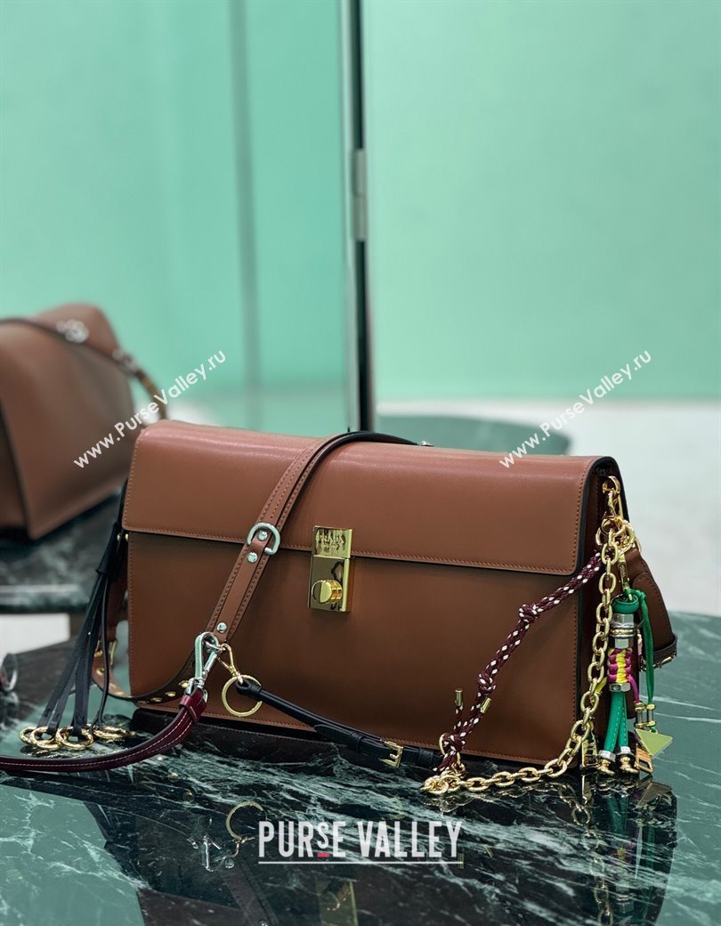 Prada Soft Sound large leather shoulder bag with charms Dark Brown 2024 1BD378 (YZ-250207051)