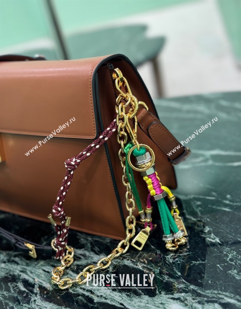 Prada Soft Sound large leather shoulder bag with charms Dark Brown 2024 1BD378 (YZ-250207051)