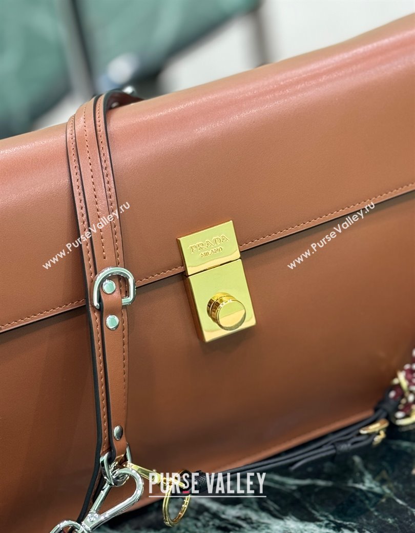 Prada Soft Sound large leather shoulder bag with charms Dark Brown 2024 1BD378 (YZ-250207051)