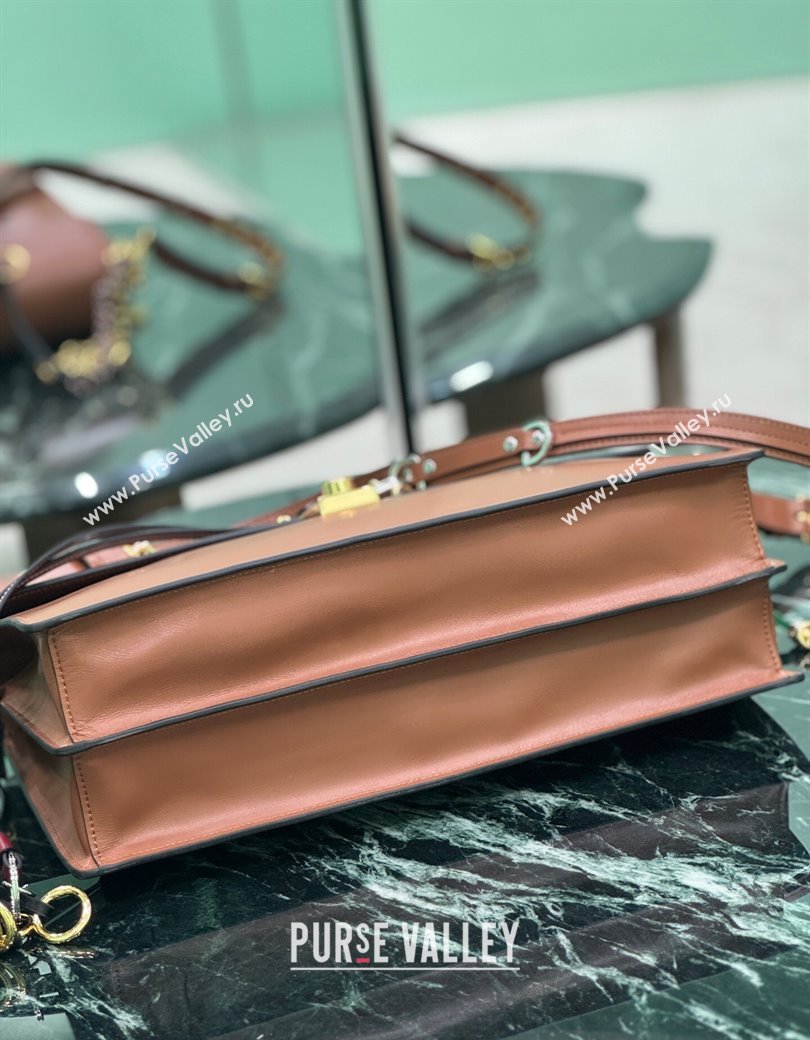 Prada Soft Sound large leather shoulder bag with charms Dark Brown 2024 1BD378 (YZ-250207051)