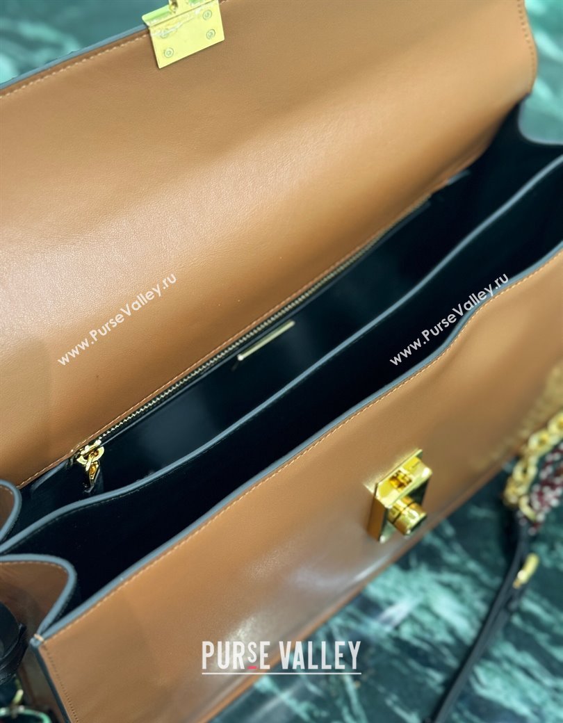 Prada Soft Sound large leather shoulder bag with charms Dark Brown 2024 1BD378 (YZ-250207051)