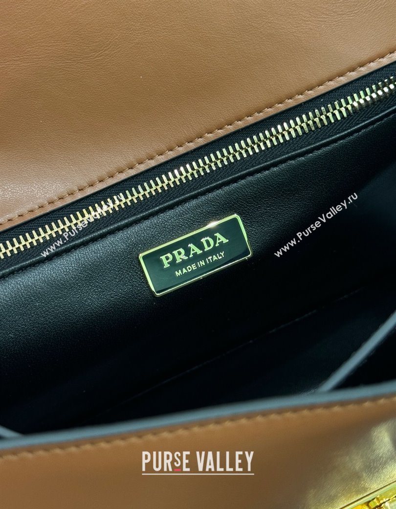 Prada Soft Sound large leather shoulder bag with charms Dark Brown 2024 1BD378 (YZ-250207051)