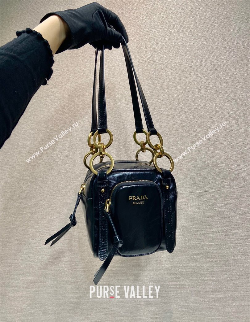 Prada Dangle oil leather top-handle mini-bag Black 2025 1BB137 (YZ-250207013)