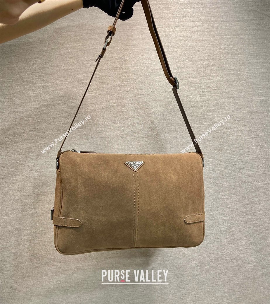 Prada Mens Suede shoulder bag Brown 2025 2VH187 (YZ-250207056)