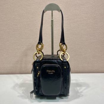 Prada Dangle oil leather top-handle mini-bag Black 2025 1BB137 (YZ-250207013)