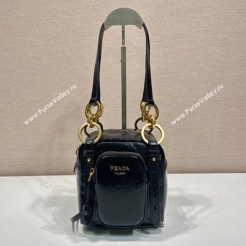 Prada Dangle oil leather top-handle mini-bag Black 2025 1BB137 (YZ-250207013)