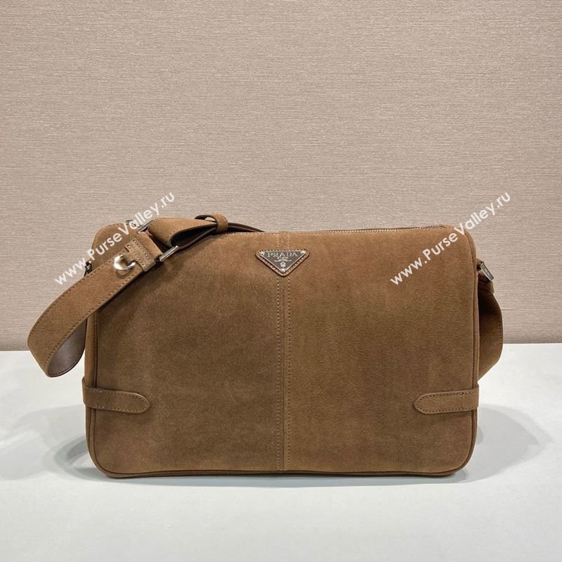 Prada Mens Suede shoulder bag Brown 2025 2VH187 (YZ-250207056)