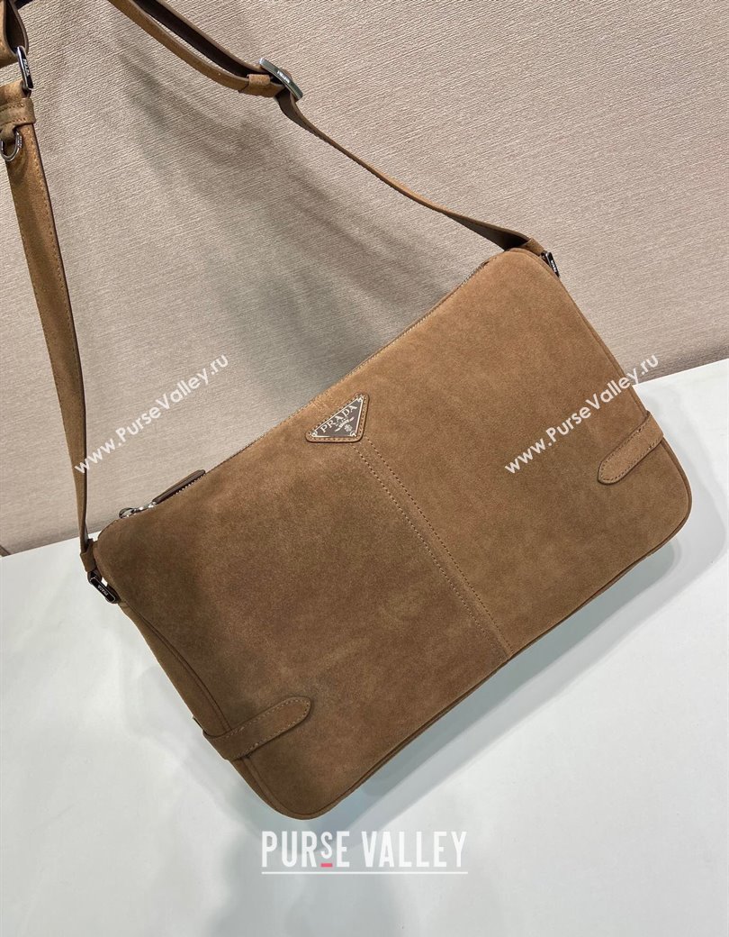 Prada Mens Suede shoulder bag Brown 2025 2VH187 (YZ-250207056)