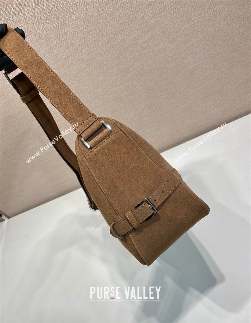 Prada Mens Suede shoulder bag Brown 2025 2VH187 (YZ-250207056)