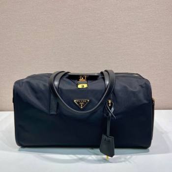 Prada Large Re-Nylon top-handle bag with padlock Black 2025 1BB135 (YZ-250207057)
