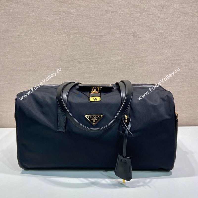 Prada Large Re-Nylon top-handle bag with padlock Black 2025 1BB135 (YZ-250207057)