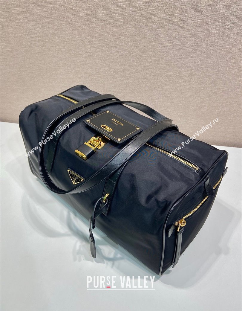 Prada Large Re-Nylon top-handle bag with padlock Black 2025 1BB135 (YZ-250207057)