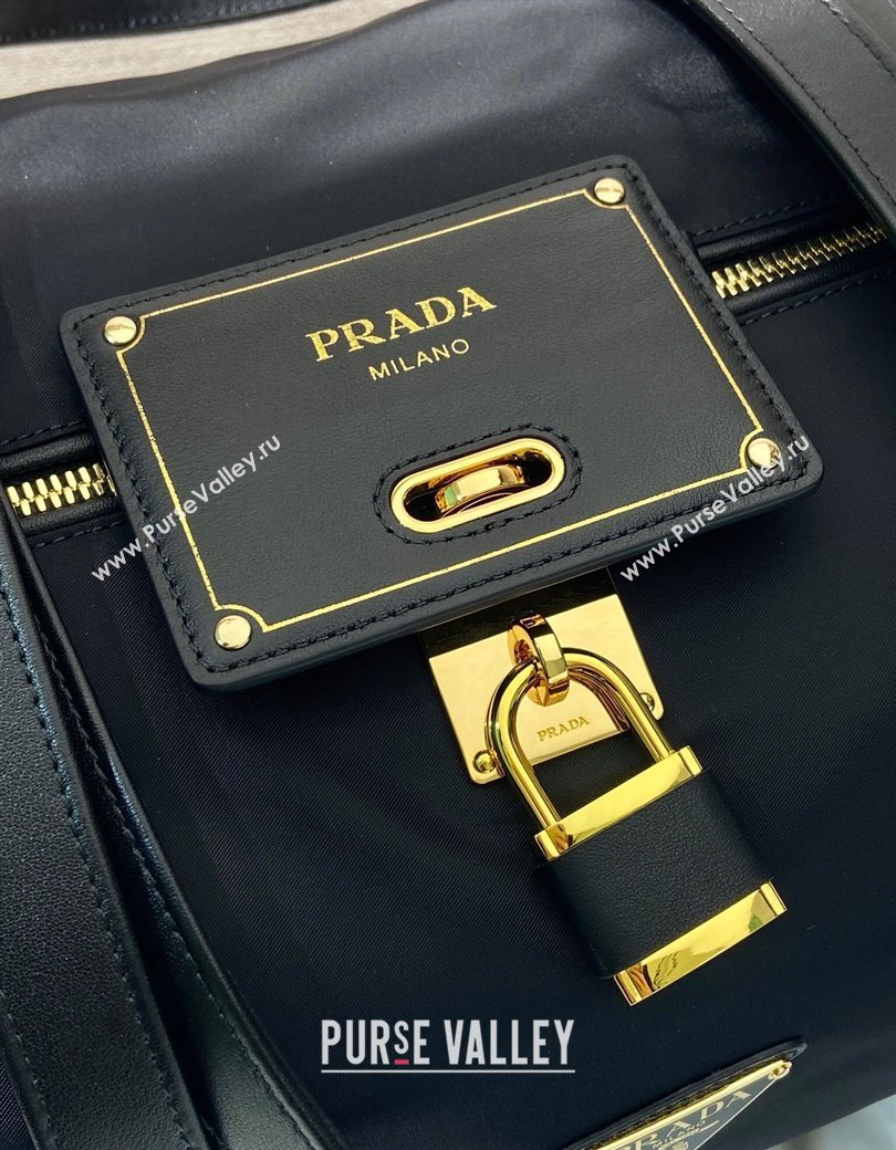Prada Large Re-Nylon top-handle bag with padlock Black 2025 1BB135 (YZ-250207057)