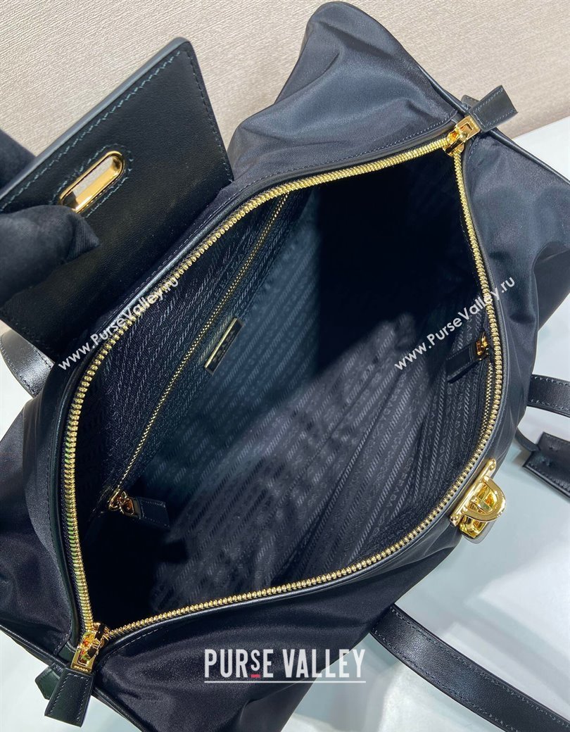 Prada Large Re-Nylon top-handle bag with padlock Black 2025 1BB135 (YZ-250207057)