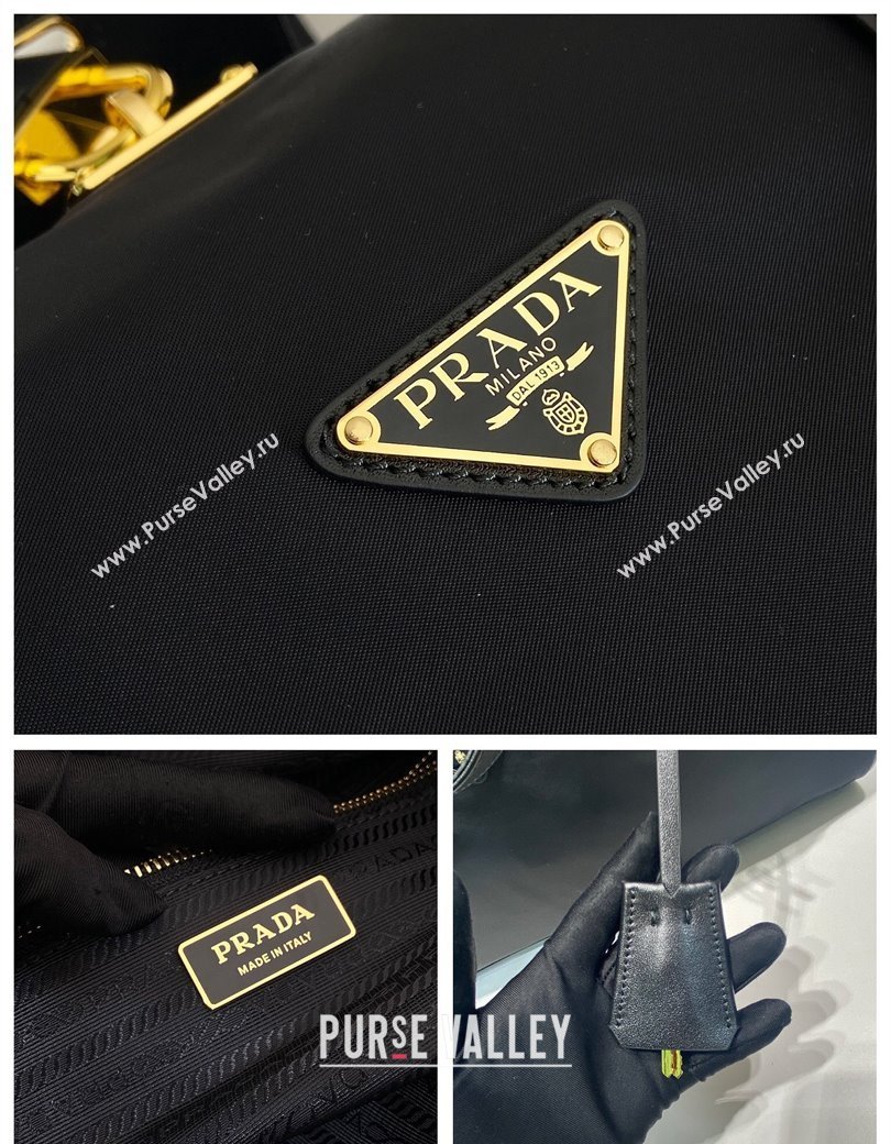 Prada Large Re-Nylon top-handle bag with padlock Black 2025 1BB135 (YZ-250207057)