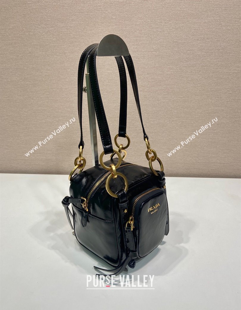 Prada Dangle oil leather top-handle mini-bag Black 2025 1BB137 (YZ-250207013)