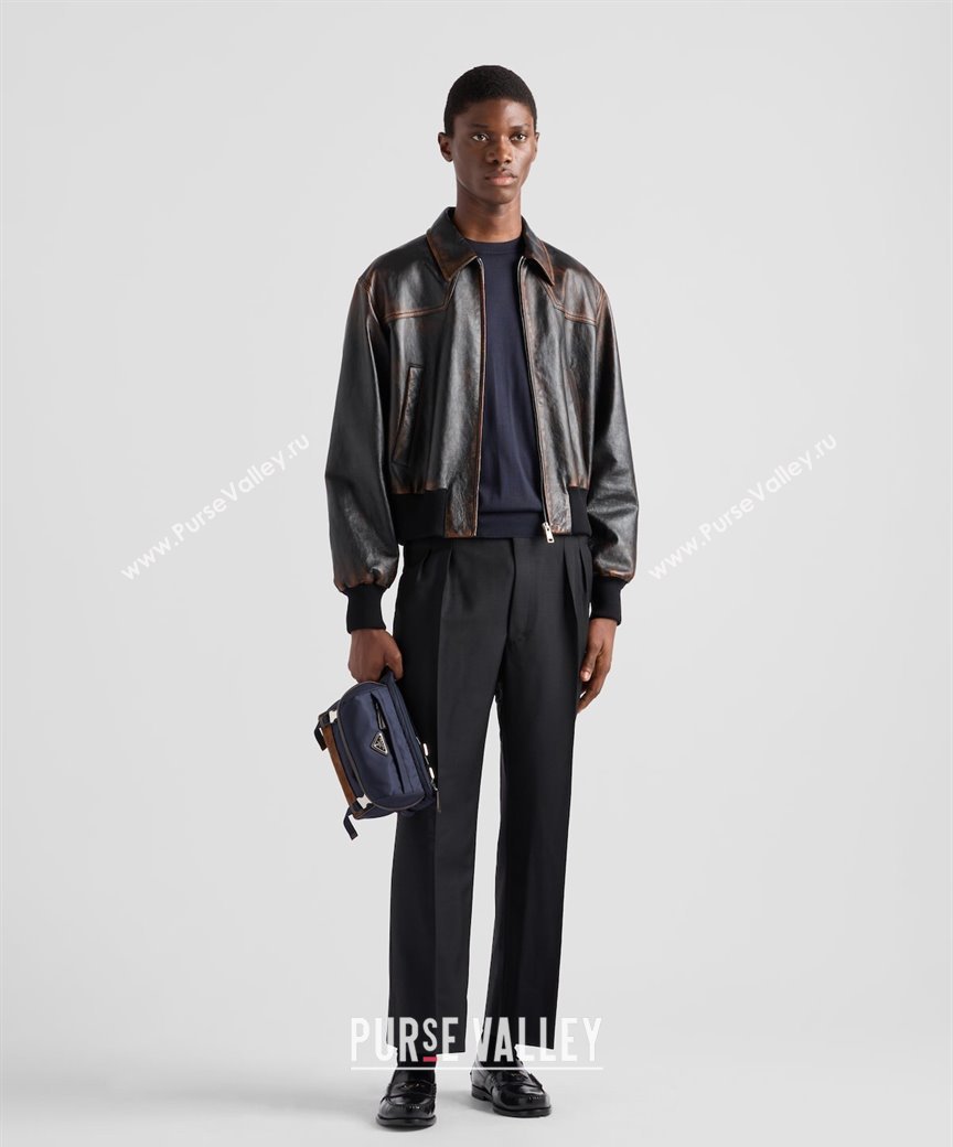 Prada Mens Re-Nylon and Saffiano leather shoulder bag Blue 2025 2VH171 (YZ-250207058)