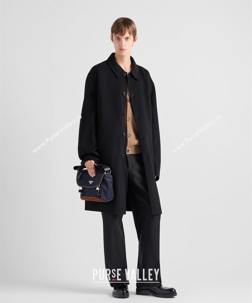 Prada Mens Re-Nylon and leather shoulder bag 2VD066 Blue 2025 (YZ-250207059)