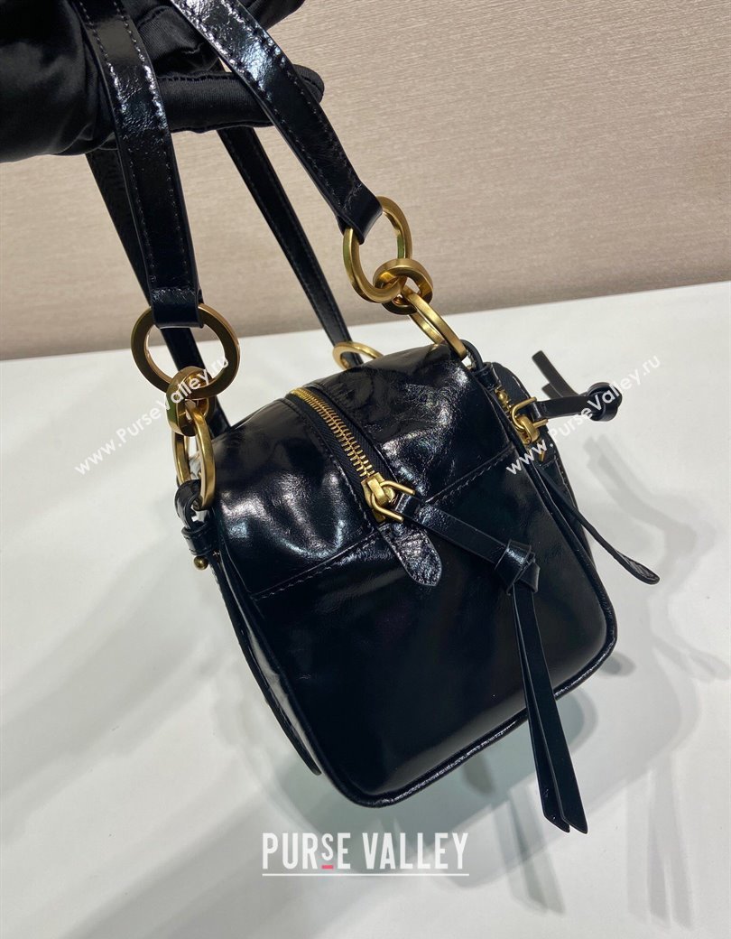 Prada Dangle oil leather top-handle mini-bag Black 2025 1BB137 (YZ-250207013)