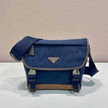 Prada Mens Re-Nylon and leather shoulder bag 2VD066 Blue 2025 (YZ-250207059)