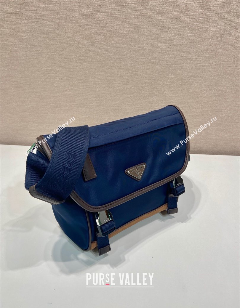 Prada Mens Re-Nylon and leather shoulder bag 2VD066 Blue 2025 (YZ-250207059)