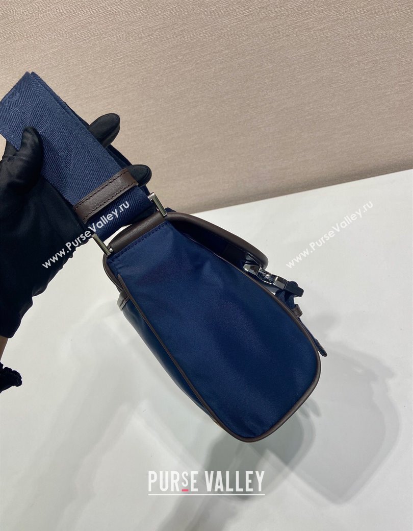 Prada Mens Re-Nylon and leather shoulder bag 2VD066 Blue 2025 (YZ-250207059)