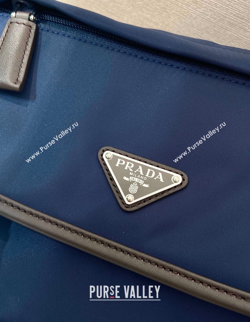 Prada Mens Re-Nylon and leather shoulder bag 2VD066 Blue 2025 (YZ-250207059)