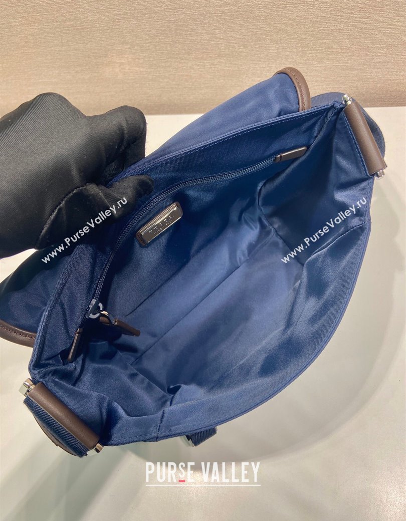 Prada Mens Re-Nylon and leather shoulder bag 2VD066 Blue 2025 (YZ-250207059)