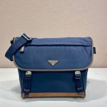 Prada Mens Re-Nylon and leather shoulder bag 2VD052 Blue 2025 (YZ-250207060)