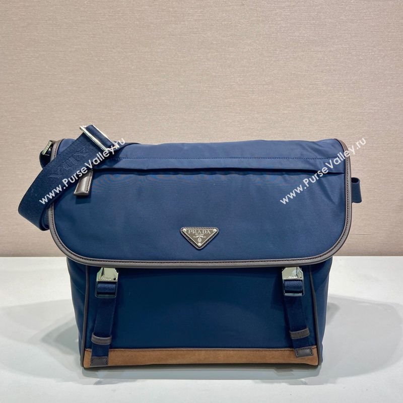 Prada Mens Re-Nylon and leather shoulder bag 2VD052 Blue 2025 (YZ-250207060)