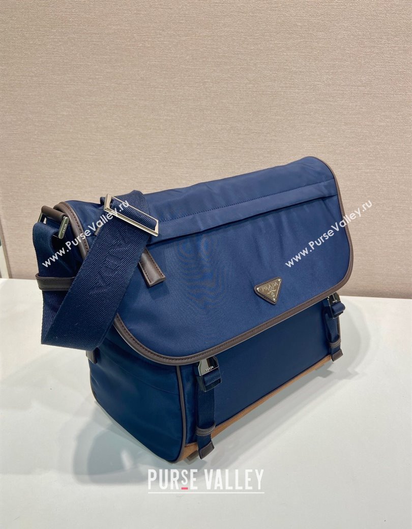 Prada Mens Re-Nylon and leather shoulder bag 2VD052 Blue 2025 (YZ-250207060)