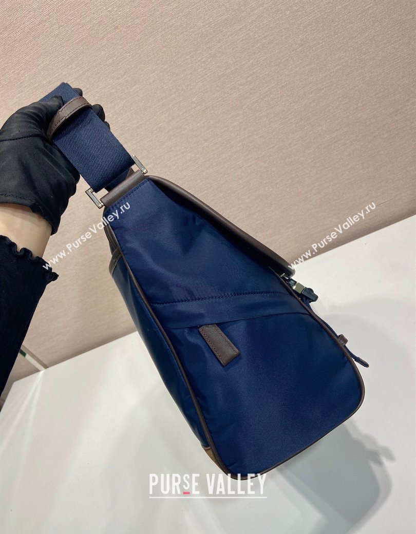 Prada Mens Re-Nylon and leather shoulder bag 2VD052 Blue 2025 (YZ-250207060)