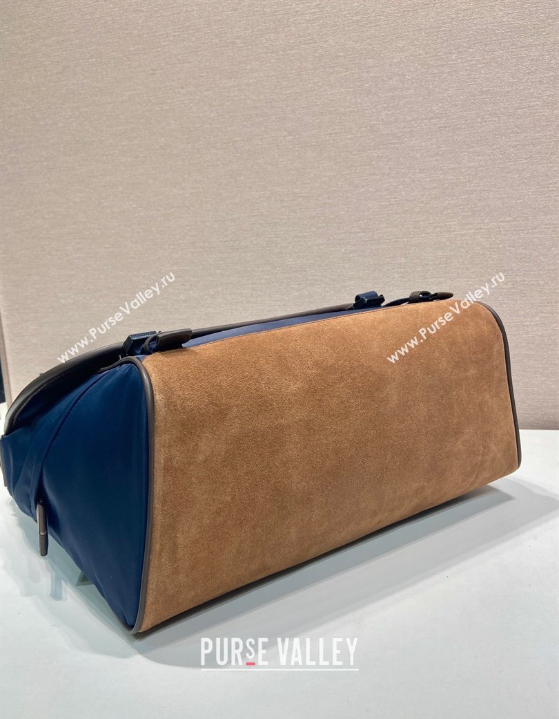 Prada Mens Re-Nylon and leather shoulder bag 2VD052 Blue 2025 (YZ-250207060)