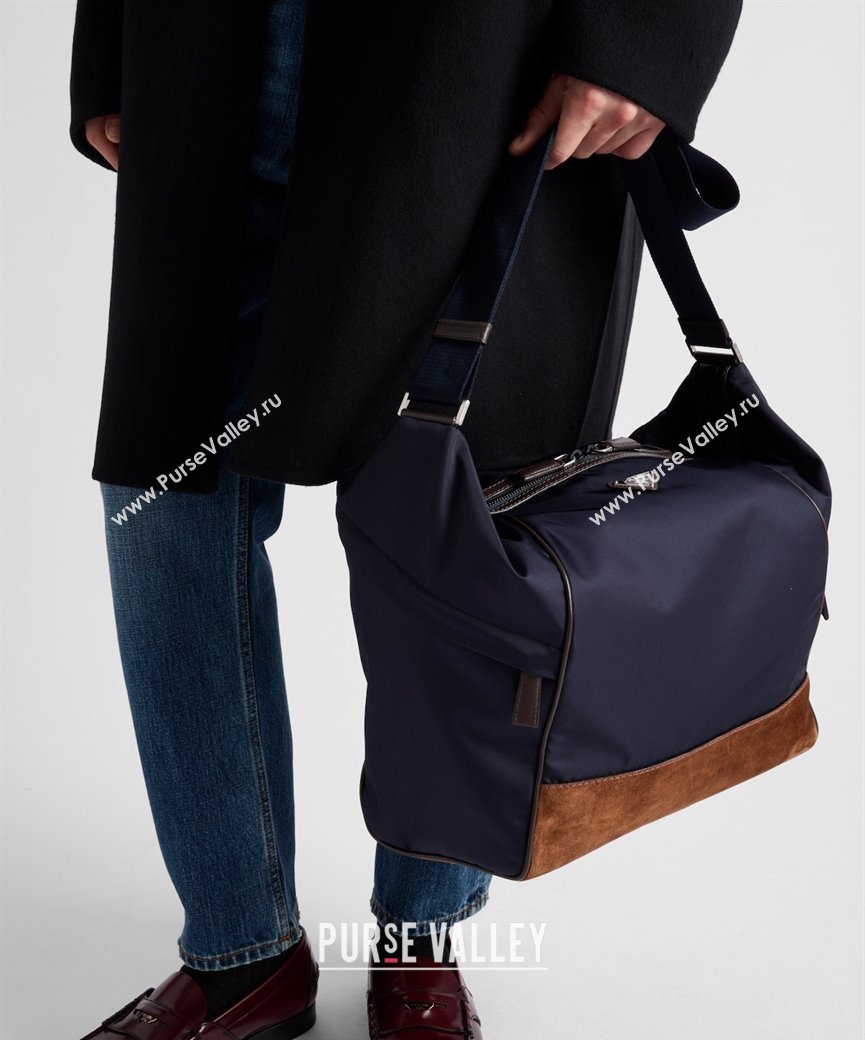 Prada Mens Re-Nylon and leather shoulder bag 2VH180 Blue 2025 (YZ-250207061)