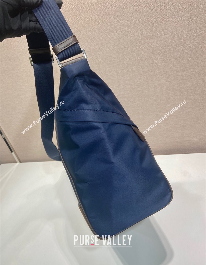 Prada Mens Re-Nylon and leather shoulder bag 2VH180 Blue 2025 (YZ-250207061)