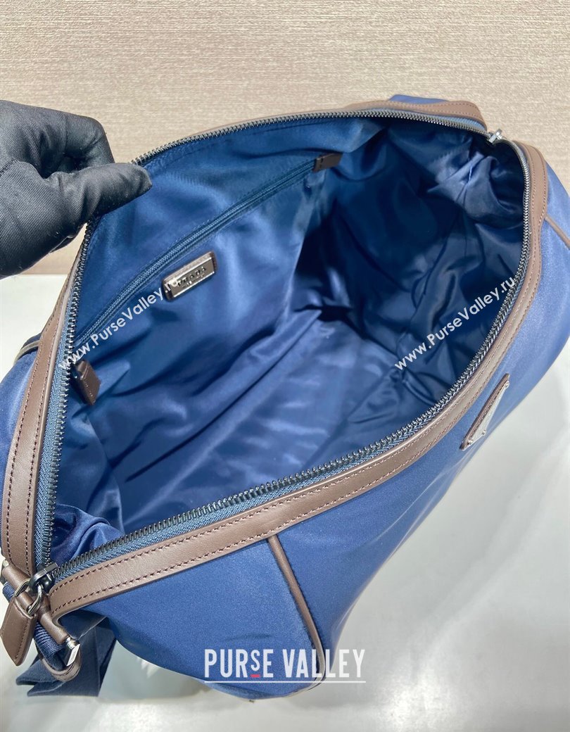 Prada Mens Re-Nylon and leather shoulder bag 2VH180 Blue 2025 (YZ-250207061)