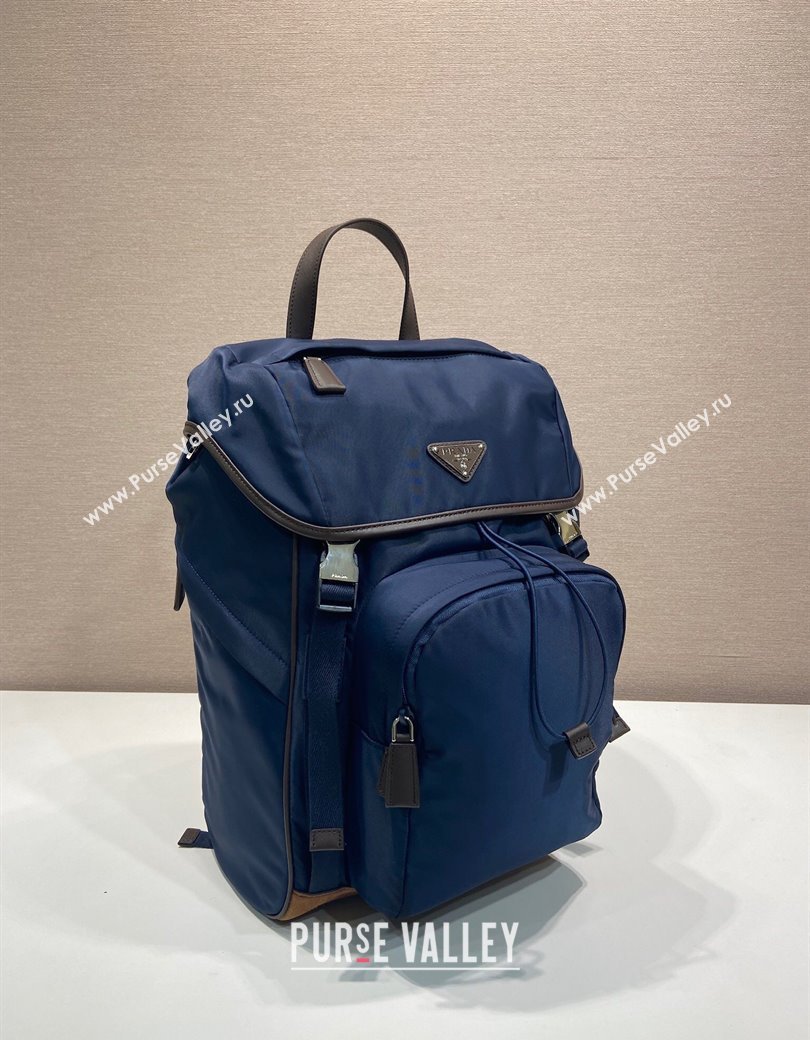 Prada Mens Re-Nylon and Saffiano Leather Backpack 2VZ135 Blue 2025 (YZ-250207062)