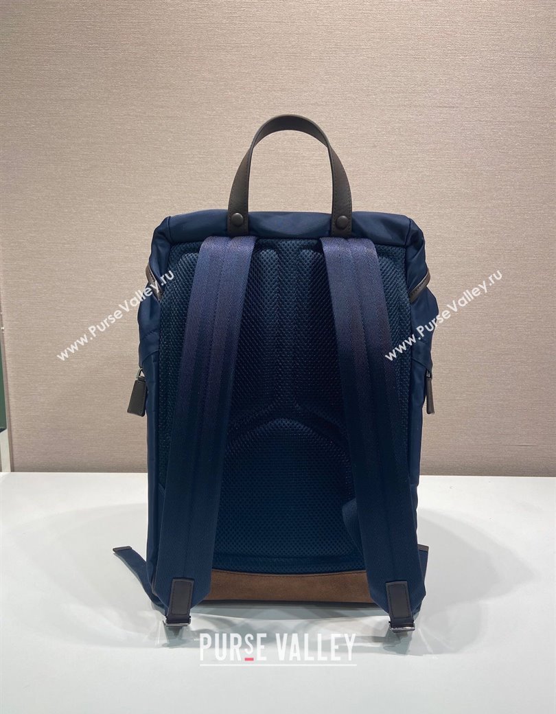Prada Mens Re-Nylon and Saffiano Leather Backpack 2VZ135 Blue 2025 (YZ-250207062)