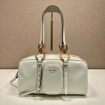 Prada Dangle medium oil leather top-handle bag White 2025 1BB138 (YZ-250207014)